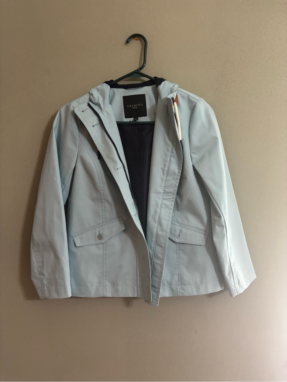 Talbots Pale Blue Hooded Raincoat